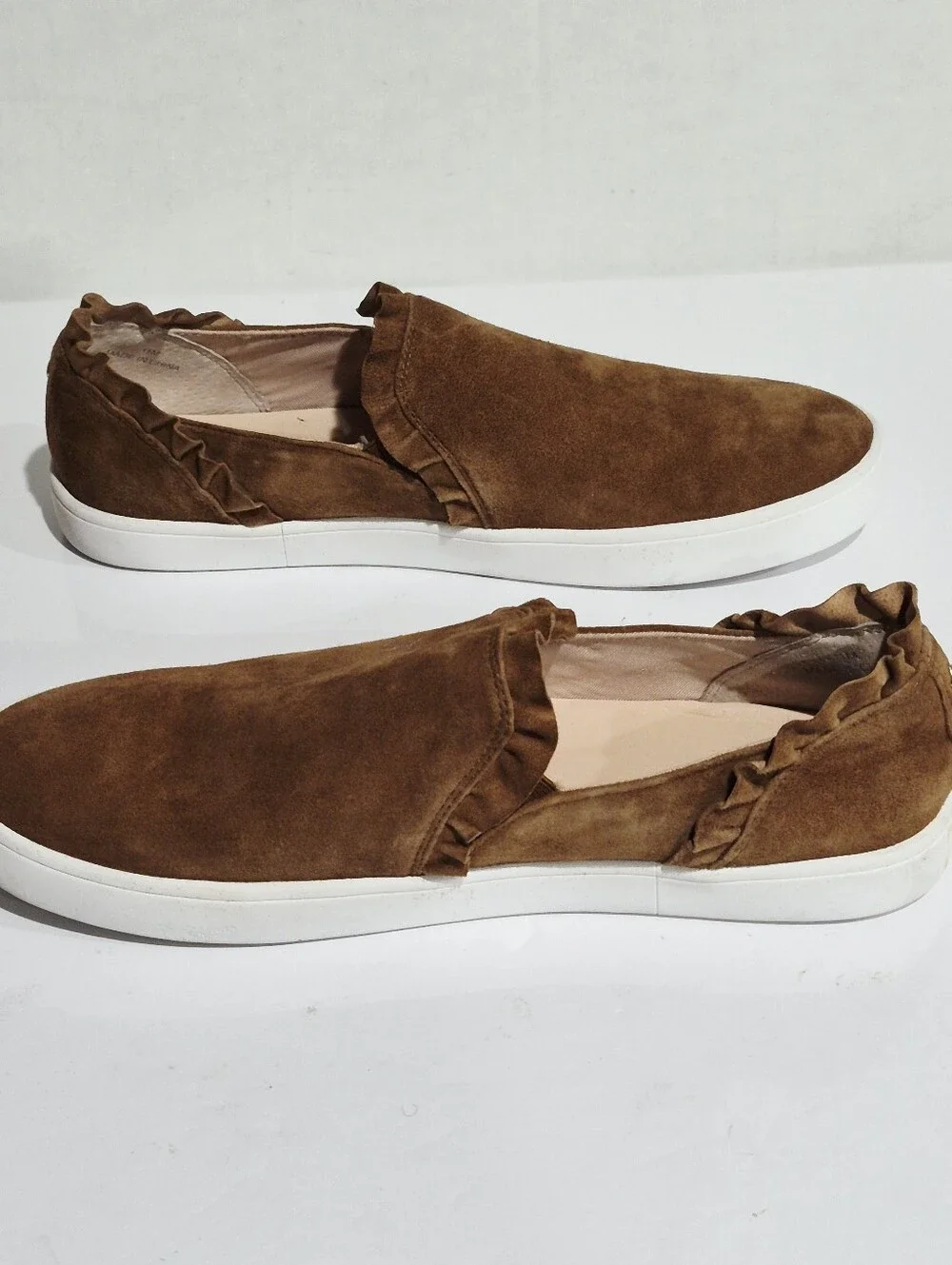 kate spade Brown Suede Slip-On Sneakers with Ruffle Trim Size 11
